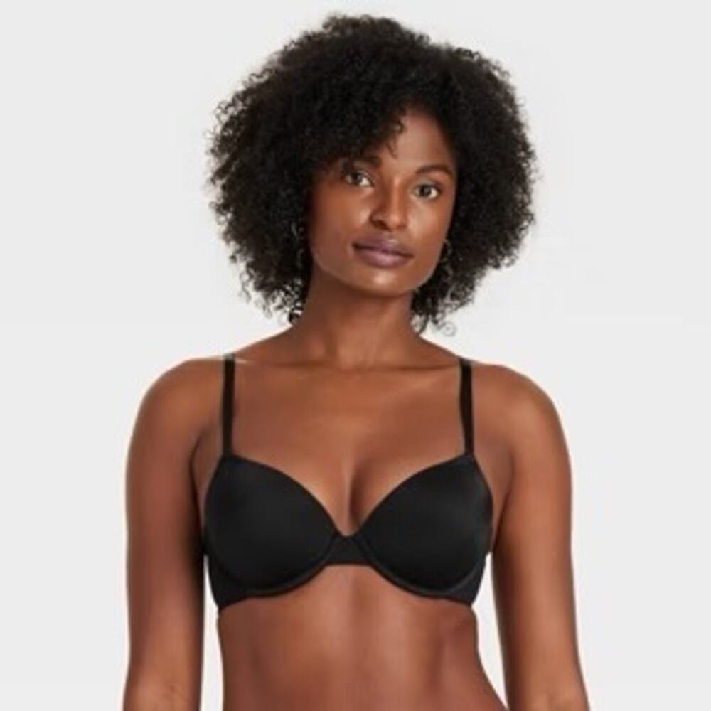 Auden The Everyday Lightly Lined Demi Coverage Bra Size 32B Black NWt